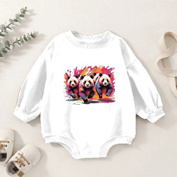 Discover Panda running Baby Romper Sweatshirts