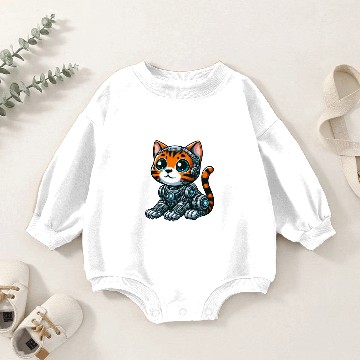 Discover Bengal Cat Cyborg Cartoon Design Baby Romper Sweatshirts