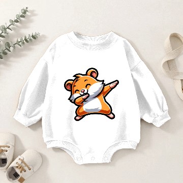 Discover Cute Hamster Doing the Dab: Cartoon Style Baby Romper Sweatshirts