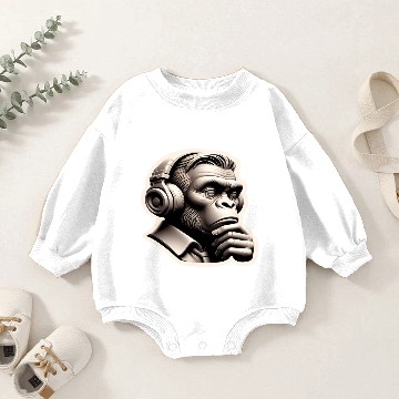 Discover Monkey Thinker Music Lover, Man Face Baby Romper Sweatshirts