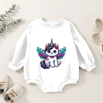 Discover Lavender Unicorn Cat with Sparkles Baby Romper Sweatshirts