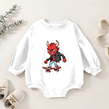 Discover Red devil on skateboard Baby Romper Sweatshirts