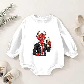 Discover Red devil drinking beer Baby Romper Sweatshirts