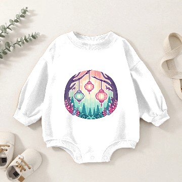 Discover Enchanted Lanterns: Twilight Grove Baby Romper Sweatshirts