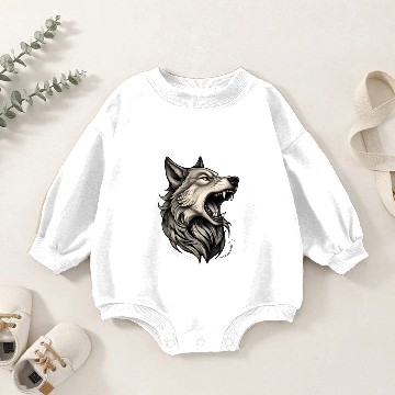 Discover Howling Wolf Logo Design Baby Romper Sweatshirts