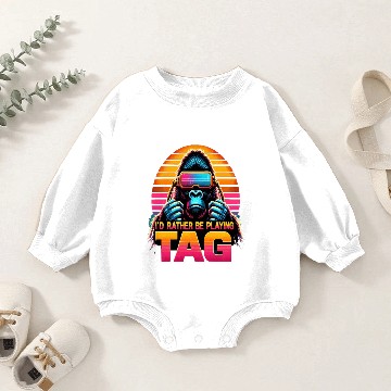 Discover I'd Rather Be Playing Tag Ape Monkey Tag Primate Baby Romper Sweatshirts