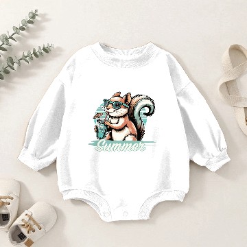 Discover Cute cartoon squirrel enjoying the summer Baby Romper Sweatshirts