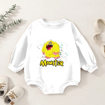 Discover Playful Yellow Monster Character Baby Romper Sweatshirts
