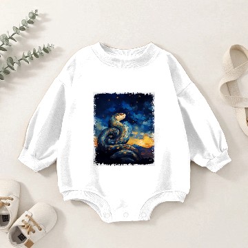 Discover Ball Python Snake Starry Night Painting Baby Romper Sweatshirts