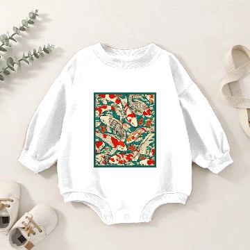 Discover Vintage Japanese Koi Fish Pattern Baby Romper Sweatshirts