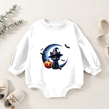 Discover Pumpkin kitty and back side dark moon Baby Romper Sweatshirts