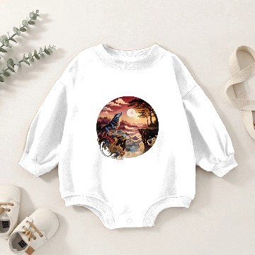 Discover Mystic Wolf Mountain Art Baby Romper Sweatshirts