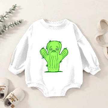 Discover Funny Cactus Sad Face Crying Unhappy Lonely Comic Baby Romper Sweatshirts