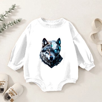 Discover Wolf Half Natural Half Cybernetic Baby Romper Sweatshirts