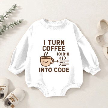 Discover I Turn Coffee into Code – Programmer Humor Baby Romper Sweatshirts