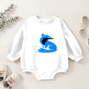 Discover Dynamic Blue Fox Emblem Design Baby Romper Sweatshirts