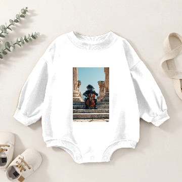 Discover Celestial Astronaut Playing Cello Amid Ruins Baby Romper Sweatshirts