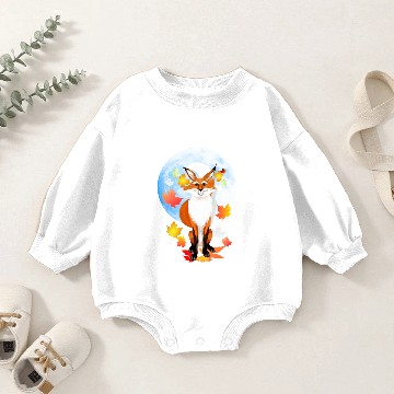 Discover Fall Fox and Wolf Moon Baby Romper Sweatshirts