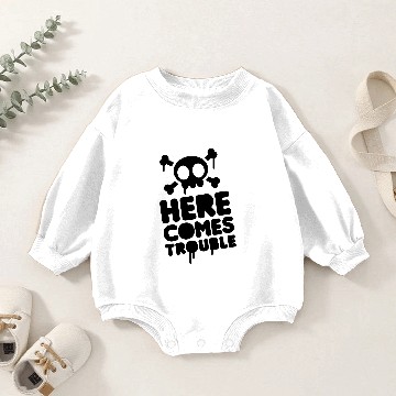 Discover Here comes trouble Baby Romper Sweatshirts