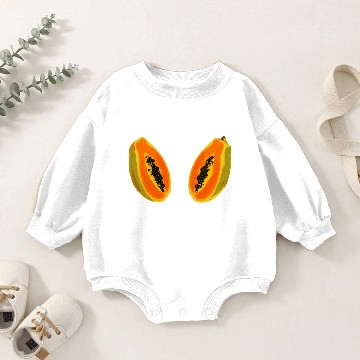 Discover papaya fruit cut half - digital Baby Romper Sweatshirts