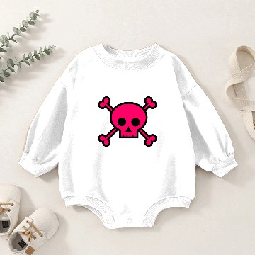 Discover Pink Skull and Crossbones Baby Romper Sweatshirts