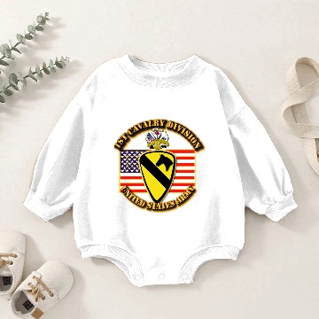 Discover 1st Cavalry Division w Flag Baby Romper Sweatshirts