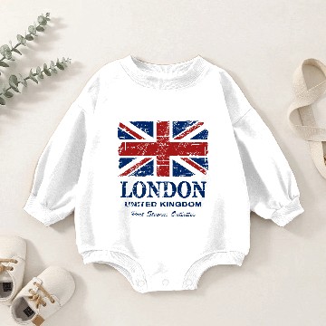 Discover Union Jack Flag - Vintage Look Baby Romper Sweatshirts