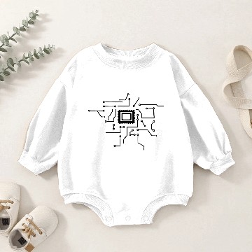 Discover circuitry technology lines microchip disk pattern Baby Romper Sweatshirts