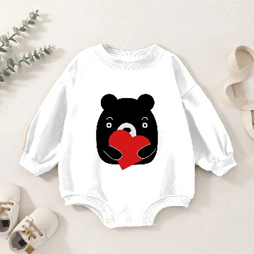 Discover Black bear holding a heart Baby Romper Sweatshirts