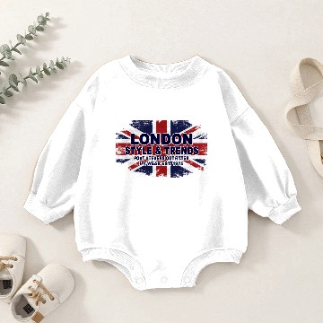 Discover London - Union Jack - UK Flag Baby Romper Sweatshirts