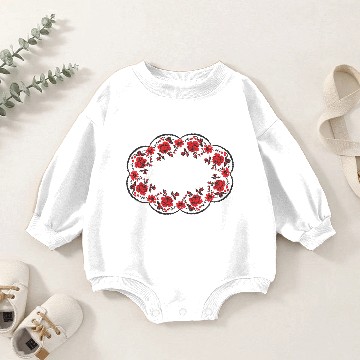 Discover Rose cross-stitch elipse pattern Baby Romper Sweatshirts
