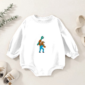 Discover Hawk Mechanic Standing Pipe Spanner Cartoon Baby Romper Sweatshirts