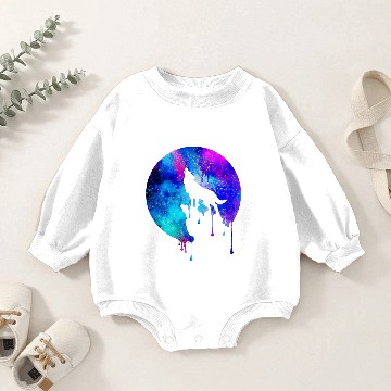 Discover Howling wolf watercolor space drips galaxy gift Baby Romper Sweatshirts