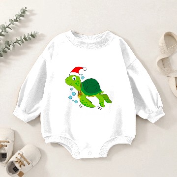 Discover Sea Turtle Santa Hat Happy Holidays Baby Romper Sweatshirts