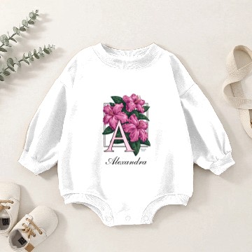 Discover A for Azalea Flower Monogram Baby Romper Sweatshirts