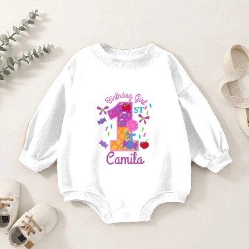 Discover Candyland First Birthday lollipop Baby Romper Sweatshirts
