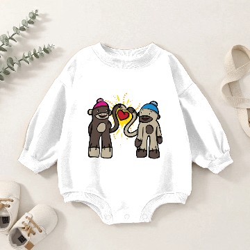 Discover Sock Monkey Love Baby Romper Sweatshirts
