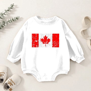 Discover Vintage Canada Flag Ringer Baby Romper Sweatshirts