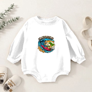 Discover Surfing Skeleton Summer Vibes Beach Waves Sunset S Baby Romper Sweatshirts