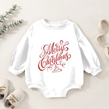 Discover Merry Christmas Red Fancy Cursive Typography Plus Size Baby Romper Sweatshirts
