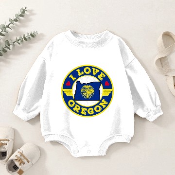 Discover I Love Oregon State Map and Flag Baby Romper Sweatshirts