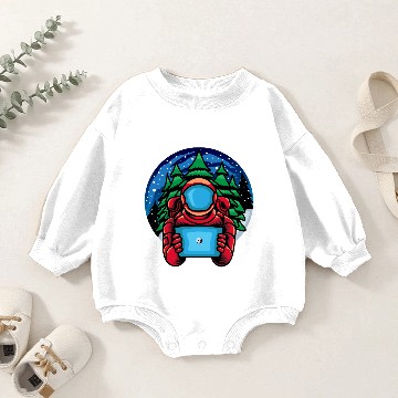Discover Astro Santa Holding Tablet Baby Romper Sweatshirts