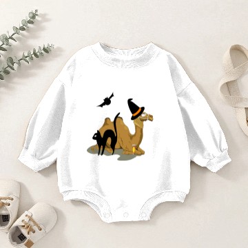 Discover Halloween Hump Day Camel with Black Cat Baby Romper Sweatshirts