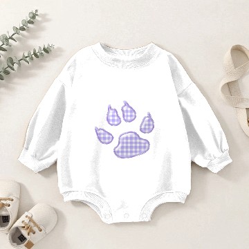 Discover gingham dog paw - purple Baby Romper Sweatshirts