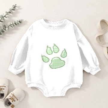 Discover gingham dog paw - green Baby Romper Sweatshirts