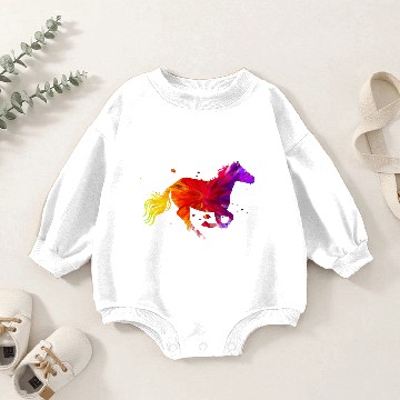 Discover Colorful Horse Sleeveless Baby Romper Sweatshirts