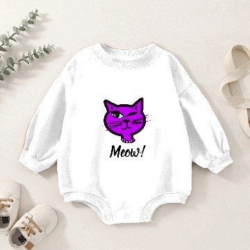 Discover Cute Winky Purple Cartoon Cat Baby Romper Sweatshirts