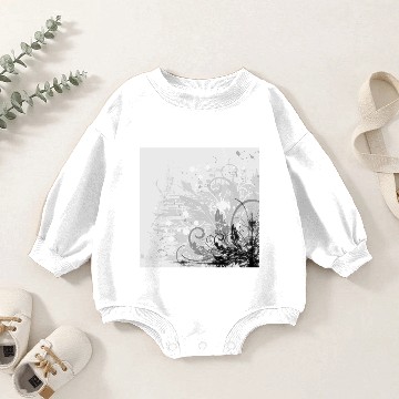 Discover Grunge Floral Design - Light Grey B&W Baby Romper Sweatshirts