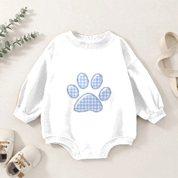 Discover gingham cat paw - blue Baby Romper Sweatshirts