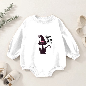 Discover Black Cat With Witch Hat Hiss Off Halloween Baby Romper Sweatshirts